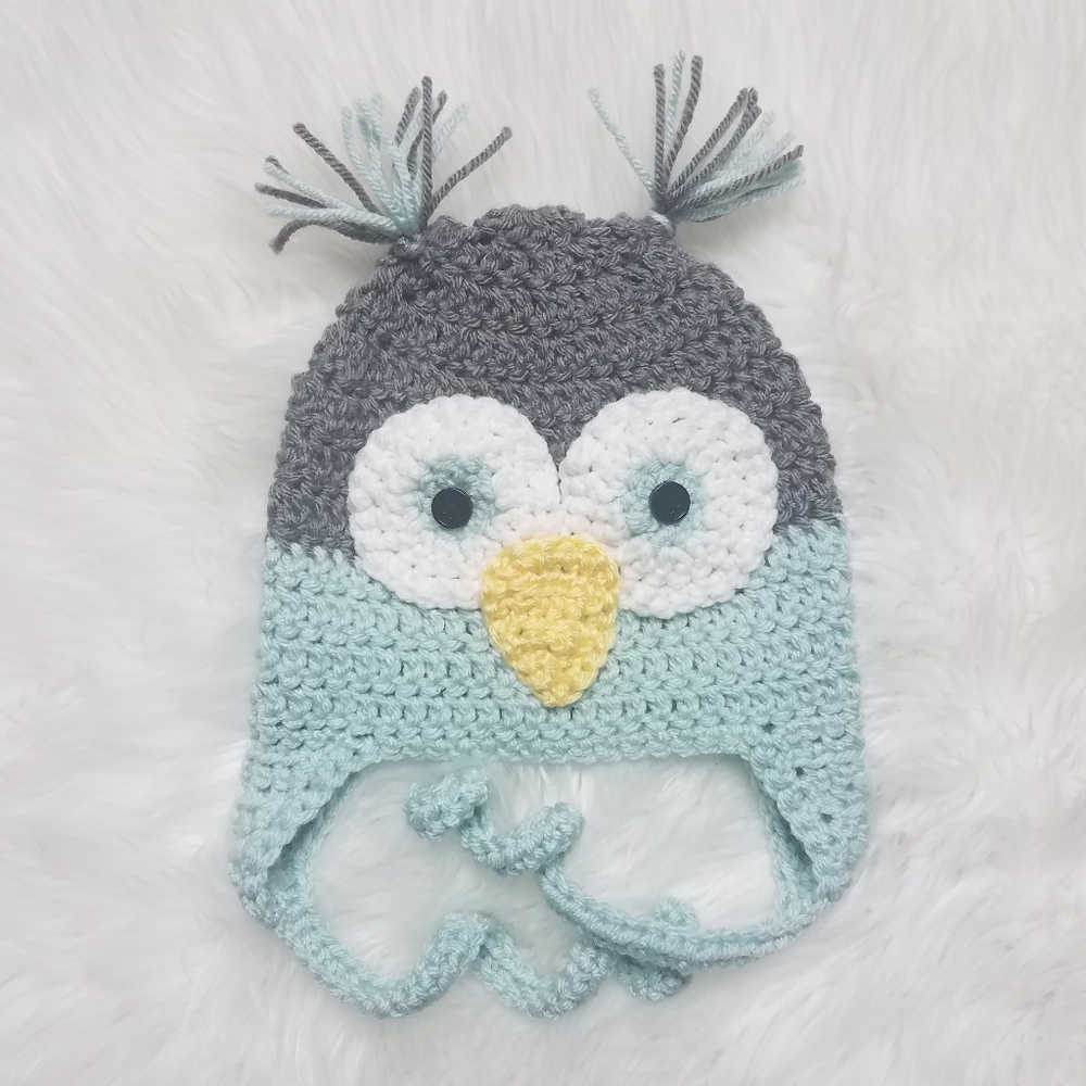 🦉 Handmade Crochet Owl Hat Sz 6-12 months